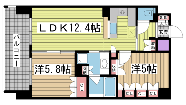 神戸市中央区磯辺通(JR東海道本線(近畿)三ノ宮駅)のマンション賃貸物件 間取画像