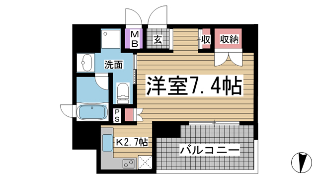 神戸市中央区下山手通(JR東海道本線(近畿)三ノ宮駅)のマンション賃貸物件 間取画像