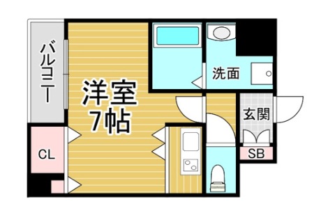 神戸市兵庫区福原町(JR東海道本線(近畿)神戸駅)のマンション賃貸物件 間取画像