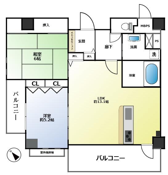 神戸市長田区水笠通(JR山陽本線新長田駅)のマンション賃貸物件 間取画像
