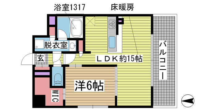 神戸市灘区琵琶町(JR東海道本線(近畿)六甲道駅)のマンション賃貸物件 間取画像