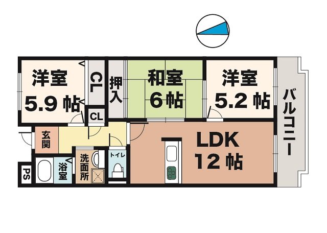 神戸市西区竜が岡(JR山陽本線大久保駅)のマンション賃貸物件 間取画像