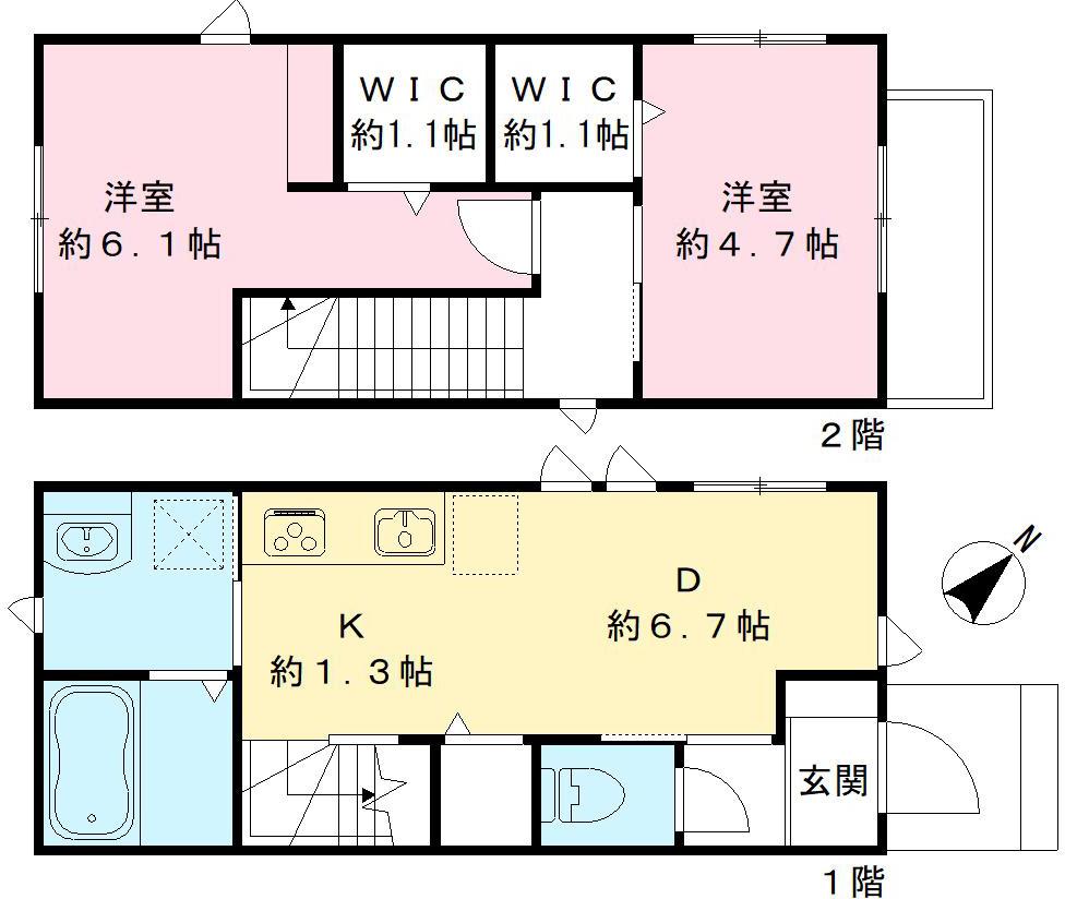 神戸市兵庫区塚本通(神戸高速線大開駅)の貸家賃貸物件 間取画像
