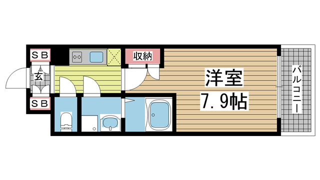 神戸市中央区海岸通(JR東海道本線(近畿)元町駅)のマンション賃貸物件 間取画像