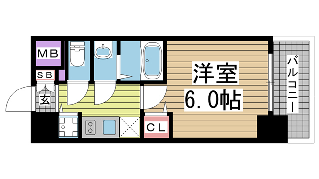 神戸市中央区割塚通(JR東海道本線(近畿)灘駅)のマンション賃貸物件 間取画像
