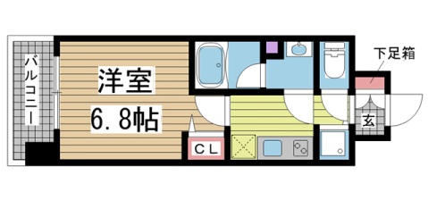 神戸市中央区割塚通(JR東海道本線(近畿)灘駅)のマンション賃貸物件 間取画像