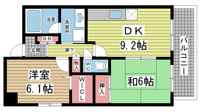 神戸市須磨区戎町(神戸市営地下鉄線板宿駅)のマンション賃貸物件 間取画像