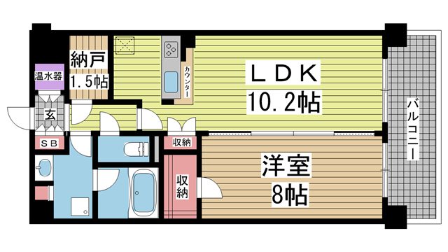 神戸市東灘区深江南町(阪神本線芦屋駅)のマンション賃貸物件 間取画像