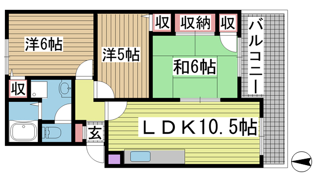神戸市北区谷上東町(神戸電鉄有馬線谷上駅)のマンション賃貸物件 間取画像