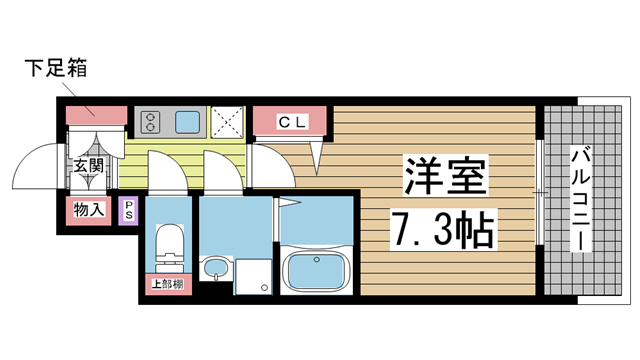 神戸市中央区橘通(JR東海道本線(近畿)神戸駅)のマンション賃貸物件 間取画像
