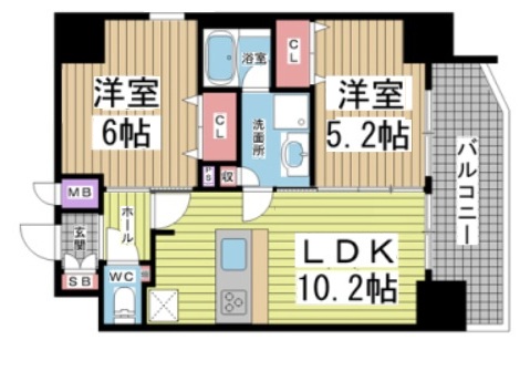 神戸市中央区北長狭通(JR東海道本線(近畿)元町駅)のマンション賃貸物件 間取画像
