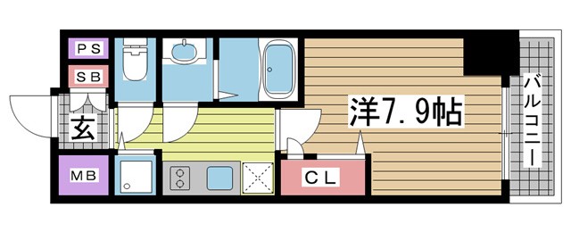 神戸市兵庫区新開地(JR東海道本線(近畿)神戸駅)のマンション賃貸物件 間取画像