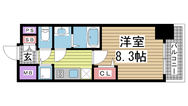 神戸市兵庫区新開地(JR東海道本線(近畿)神戸駅)のマンション賃貸物件 間取画像