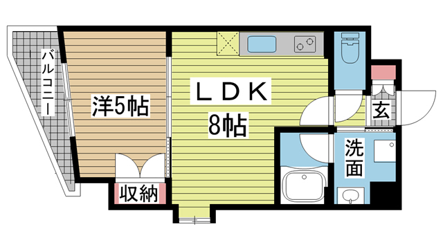 神戸市中央区下山手通(神戸高速線花隈駅)のマンション賃貸物件 間取画像