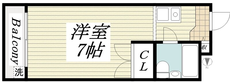 神戸市灘区鹿ノ下通(JR東海道本線(近畿)六甲道駅)のマンション賃貸物件 間取画像