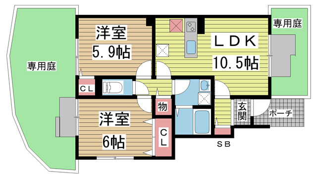 神戸市北区泉台(神戸電鉄有馬線北鈴蘭台駅)のアパート賃貸物件 間取画像