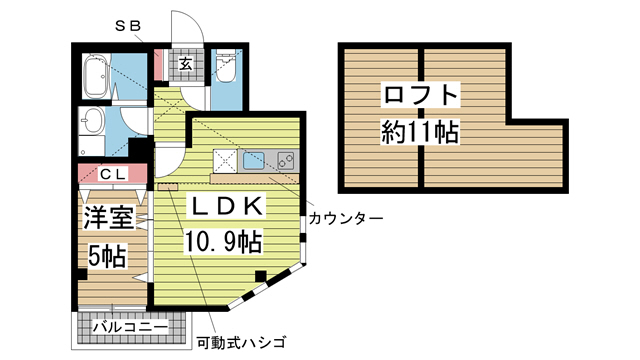 神戸市中央区大日通(JR東海道本線(近畿)灘駅)のマンション賃貸物件 間取画像