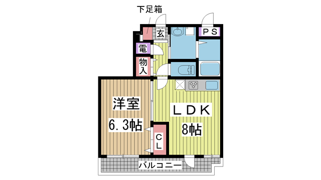 神戸市中央区元町通(JR東海道本線(近畿)元町駅)のマンション賃貸物件 間取画像