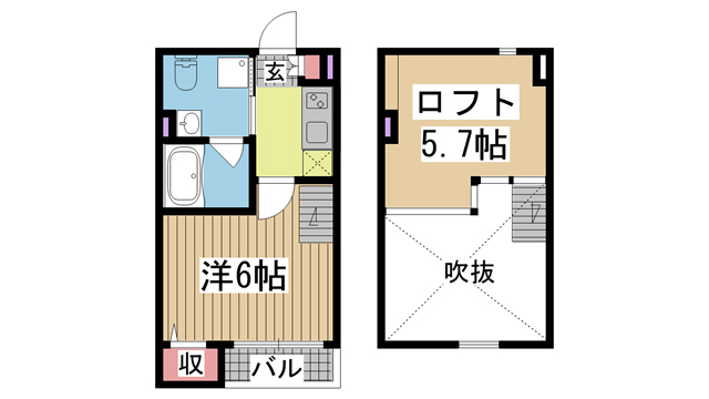 神戸市長田区野田町(JR山陽本線鷹取駅)のアパート賃貸物件 間取画像