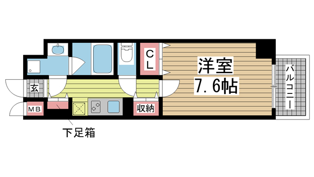 神戸市中央区二宮町(JR東海道本線(近畿)三ノ宮駅)のマンション賃貸物件 間取画像