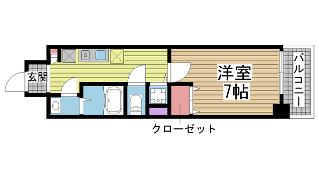 神戸市中央区磯辺通(JR東海道本線(近畿)三ノ宮駅)のマンション賃貸物件 間取画像