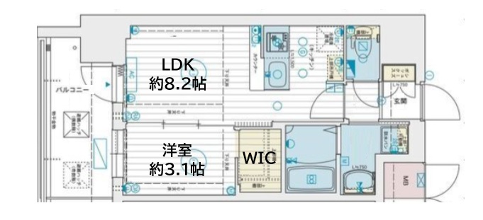 神戸市中央区脇浜町(阪神本線春日野道駅)のマンション賃貸物件 間取画像