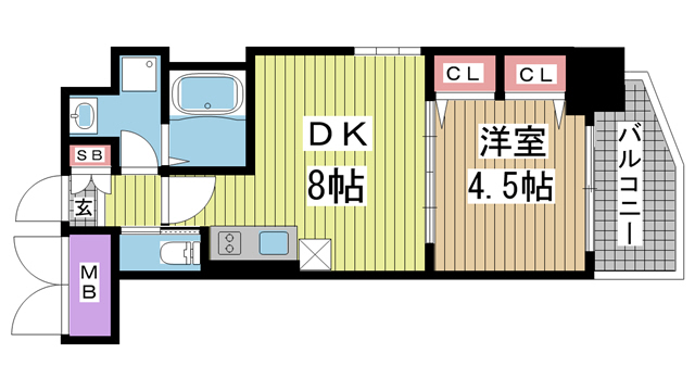 神戸市中央区加納町(JR東海道本線(近畿)三ノ宮駅)のマンション賃貸物件 間取画像