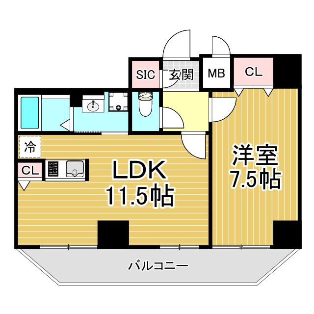 神戸市中央区下山手通(JR東海道本線(近畿)神戸駅)のマンション賃貸物件 間取画像