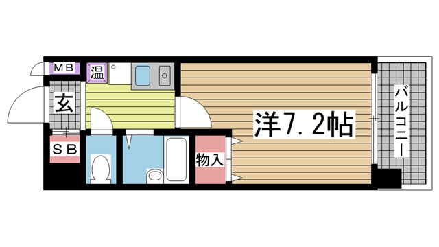 神戸市中央区琴ノ緒町(JR東海道本線(近畿)三ノ宮駅)のマンション賃貸物件 間取画像