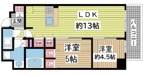 神戸市中央区元町通(JR東海道本線(近畿)元町駅)のマンション賃貸物件 間取画像