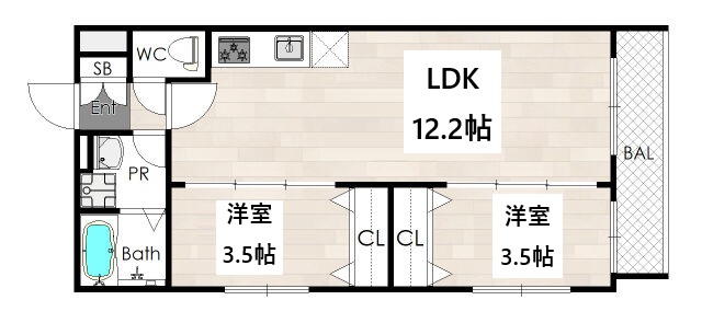 神戸市兵庫区神田町(神戸市営地下鉄線大倉山駅)のアパート賃貸物件 間取画像