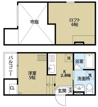 神戸市長田区海運町(JR山陽本線鷹取駅)のアパート賃貸物件 間取画像