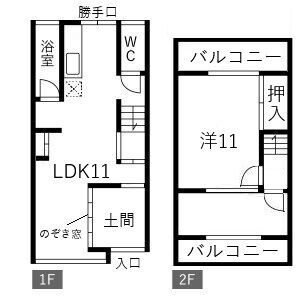 神戸市兵庫区上庄通(JR和田岬線和田岬駅)のテラスハウス賃貸物件 間取画像