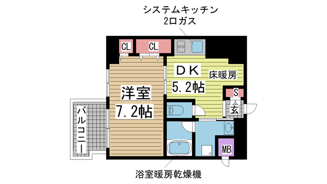神戸市中央区御幸通(JR東海道本線(近畿)三ノ宮駅)のマンション賃貸物件 間取画像