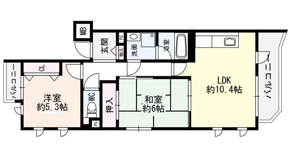 神戸市灘区中郷町(JR東海道本線(近畿)六甲道駅)のマンション賃貸物件 間取画像