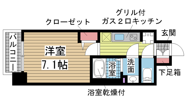 神戸市兵庫区駅南通(JR山陽本線兵庫駅)のマンション賃貸物件 間取画像