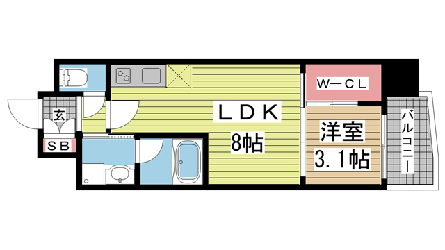 神戸市中央区海岸通(JR東海道本線(近畿)元町駅)のマンション賃貸物件 間取画像