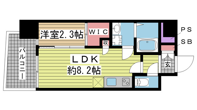 神戸市中央区日暮通(阪急神戸線春日野道駅)のマンション賃貸物件 間取画像