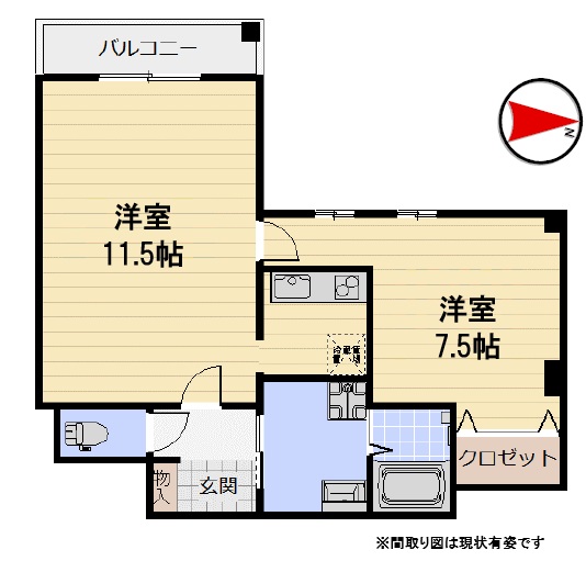 神戸市中央区北野町(JR東海道本線(近畿)三ノ宮駅)のマンション賃貸物件 間取画像