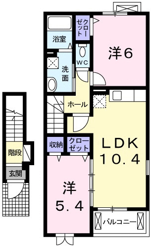 神戸市西区伊川谷町有瀬(JR山陽本線明石駅)のアパート賃貸物件 間取画像