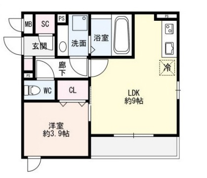 神戸市中央区熊内町(神戸市営地下鉄線新神戸駅)のアパート賃貸物件 間取画像