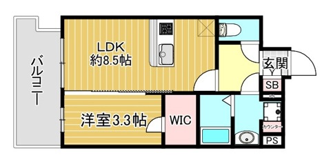 神戸市長田区細田町(JR山陽本線新長田駅)のマンション賃貸物件 間取画像