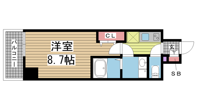 神戸市中央区古湊通(JR東海道本線(近畿)神戸駅)のマンション賃貸物件 間取画像