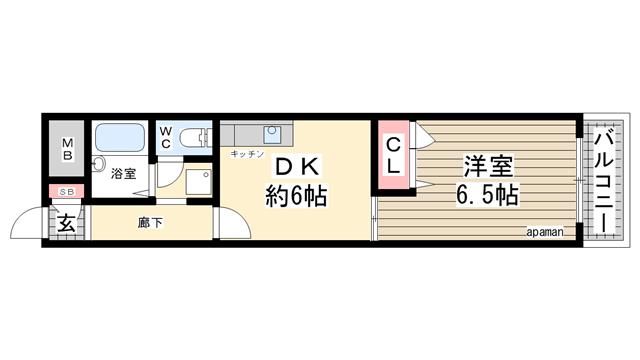 神戸市灘区徳井町(阪神本線石屋川駅)のマンション賃貸物件 間取画像