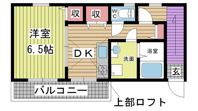 神戸市須磨区離宮前町（山陽電鉄線月見山駅）のハイツ賃貸物件 間取画像