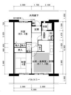 神戸市東灘区鴨子ケ原（阪急神戸線御影駅）のマンション賃貸物件 間取画像