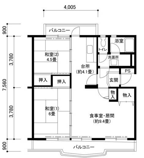 神戸市須磨区北落合（神戸市営地下鉄線名谷駅）のマンション賃貸物件 間取画像