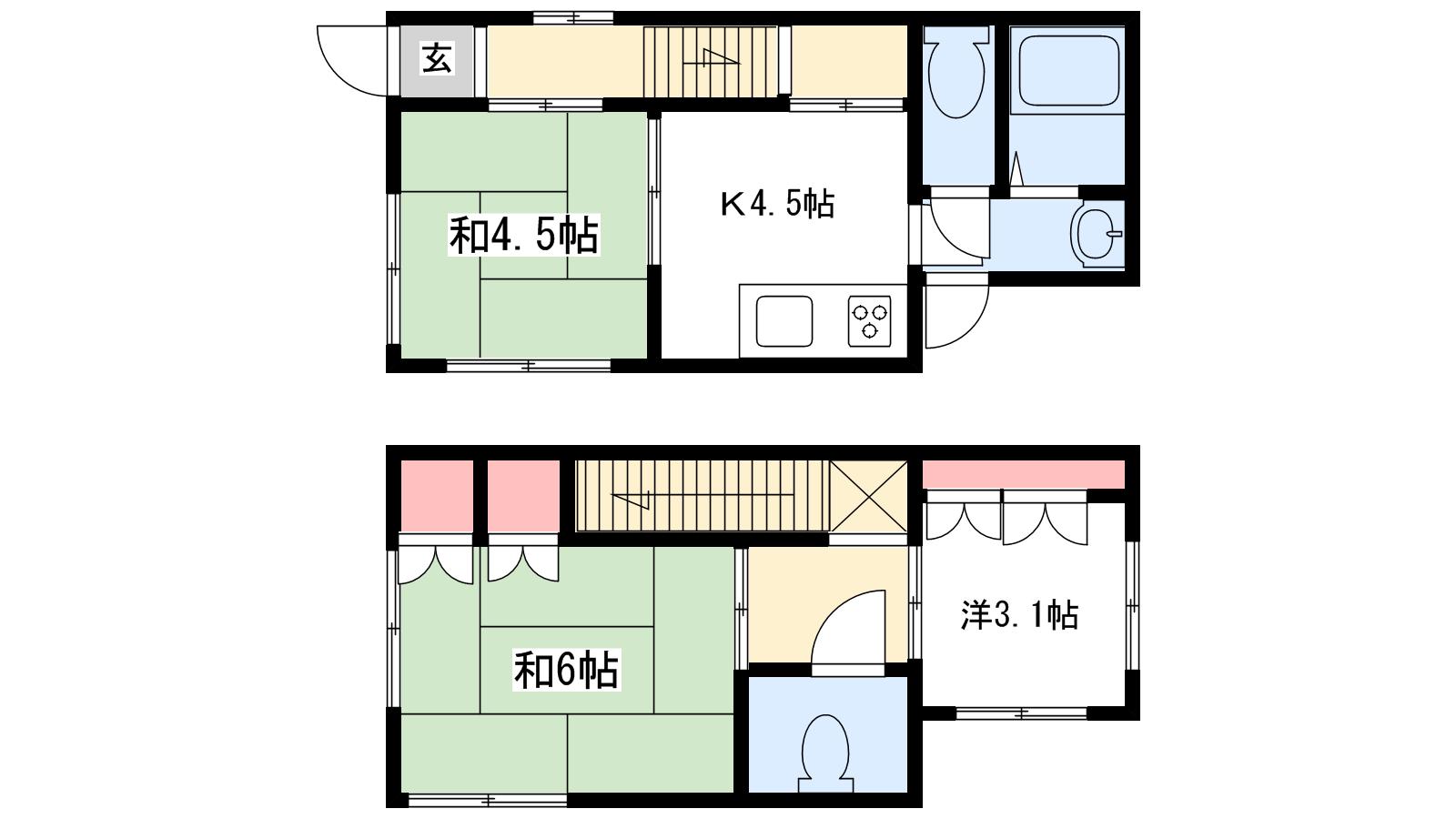 神戸市須磨区磯馴町（ＪＲ山陽本線須磨海浜公園駅）の貸家賃貸物件 間取画像