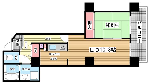 神戸市中央区脇浜海岸通（阪神本線春日野道駅）のマンション賃貸物件 間取画像
