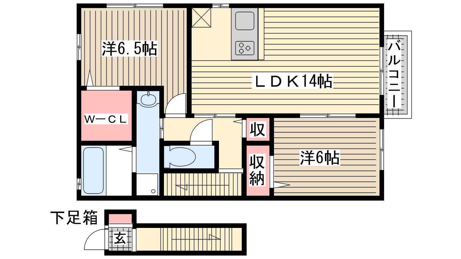 神戸市垂水区霞ケ丘（ＪＲ山陽本線垂水駅）のアパート賃貸物件 間取画像